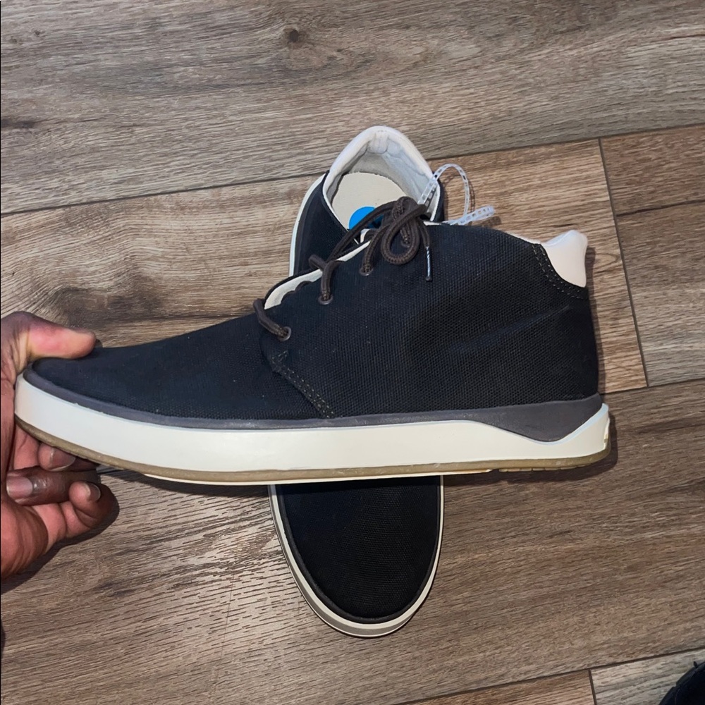 OluKai Black and White Canvas Sneakers